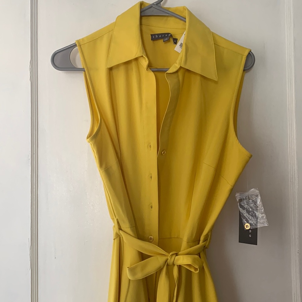 Yellow collared button down dress